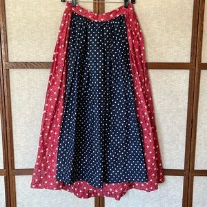 Vintage Homemade Red White Blue Star Patterned Full Women's Patriotic Maxi Skirt